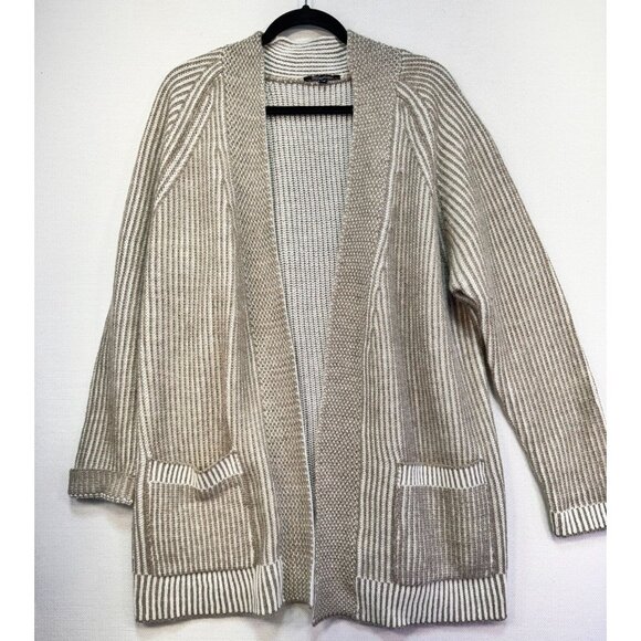 Elisabetta Collection Womens Cardigan Sweater 2X Beige Striped Made In Italy - Picture 1 of 13